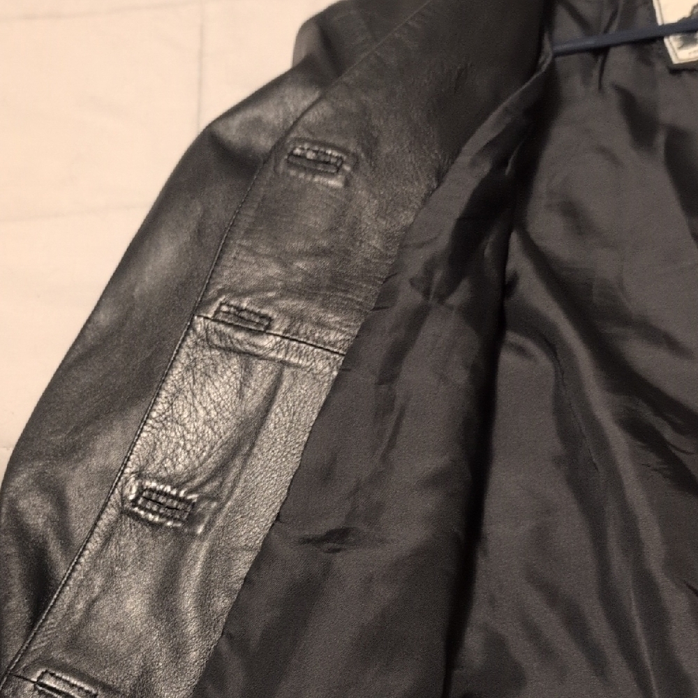 Women's Black Leather Jacket - Picture 3 of 5
